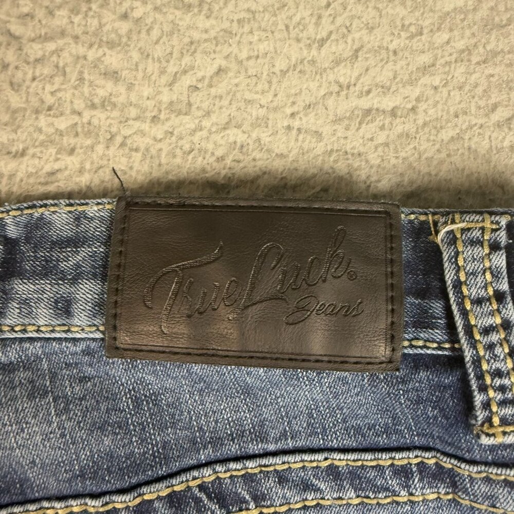 True Luck Jeans Mens 32x32 Slim Straight Leg Western Cowboy Faded Embroidered - Picture 5 of 6